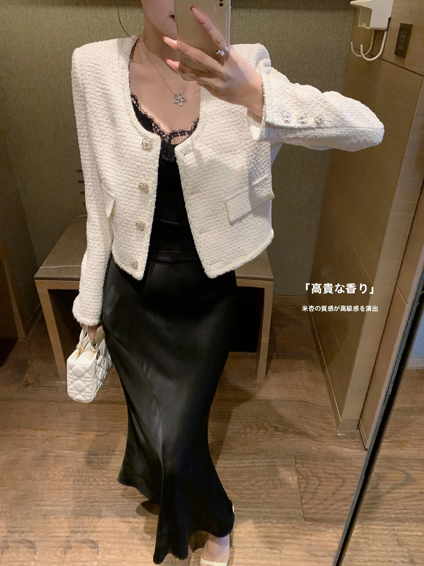 

Lin Guan round Ne ort Coat Women's Spring White Thiened Woolen Korean Sle Ladylike High End Top Faion Outerwear