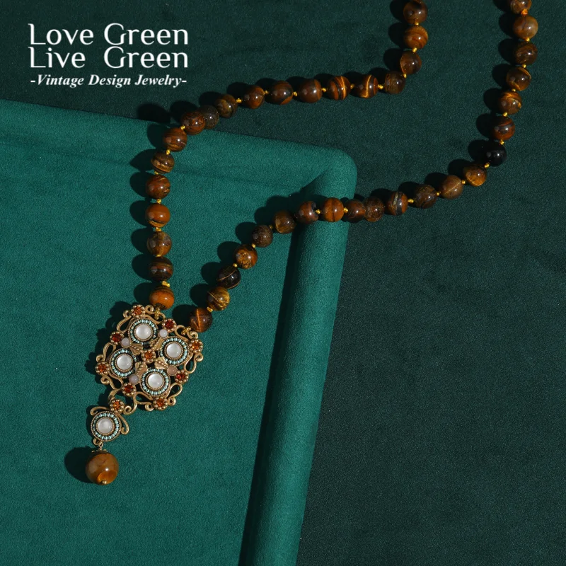 

Ожерелье с бусинами «Тигровый глаз», женское ожерелье в африканском стиле для свадьбы, квадратный кулон, подвески, роскошные украшения для ювелирных изделий на шею, винтажные украшения