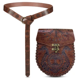 1Pc/2Pcs Medieval Viking Vintage Belt, Unisex Embossed Leather Fanny Pack, Renaissance Knight Accessories, Halloween Costume Accessory