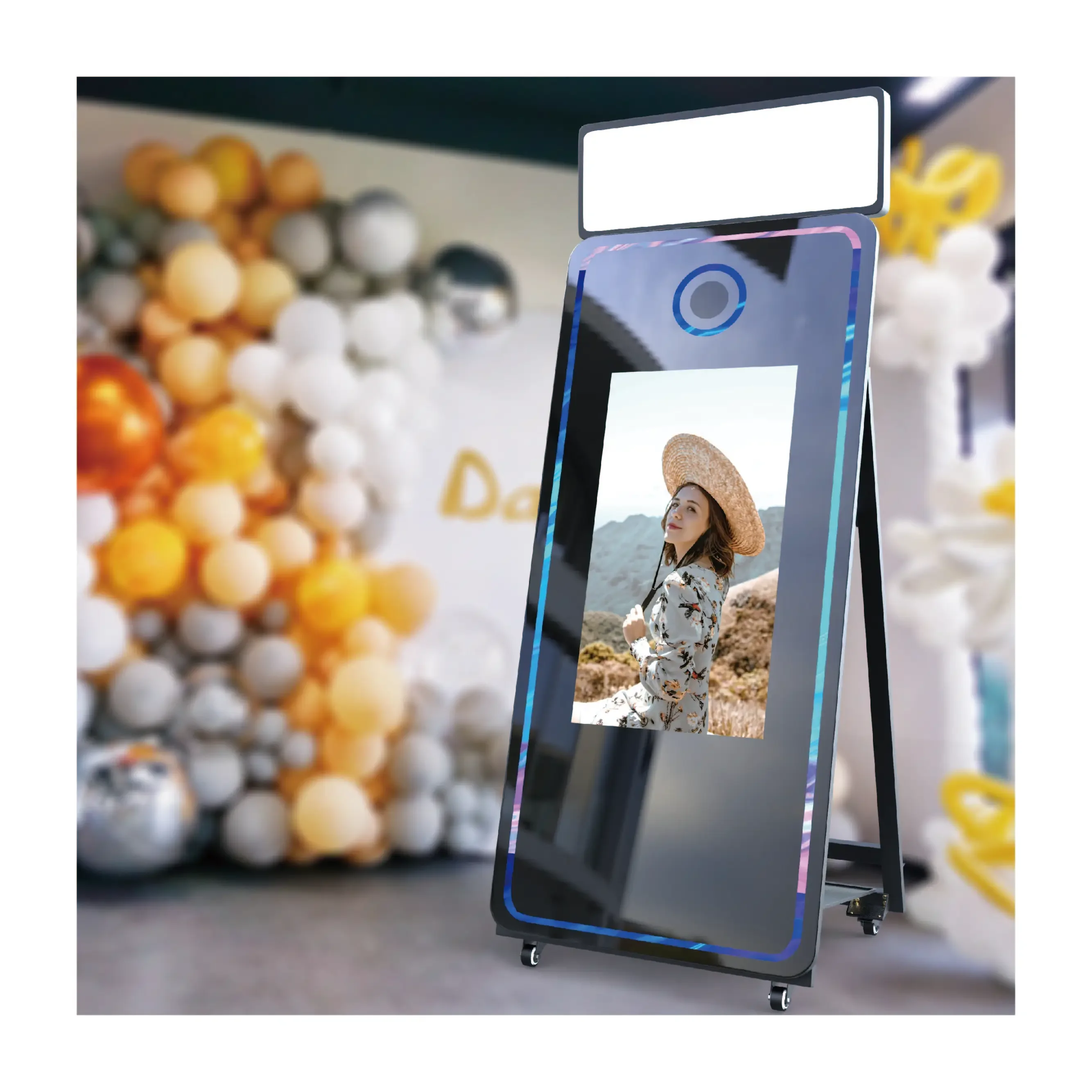 

32 inch photo booth portable selfie booth Ring light machine window system touch screen portable mirror photo booth