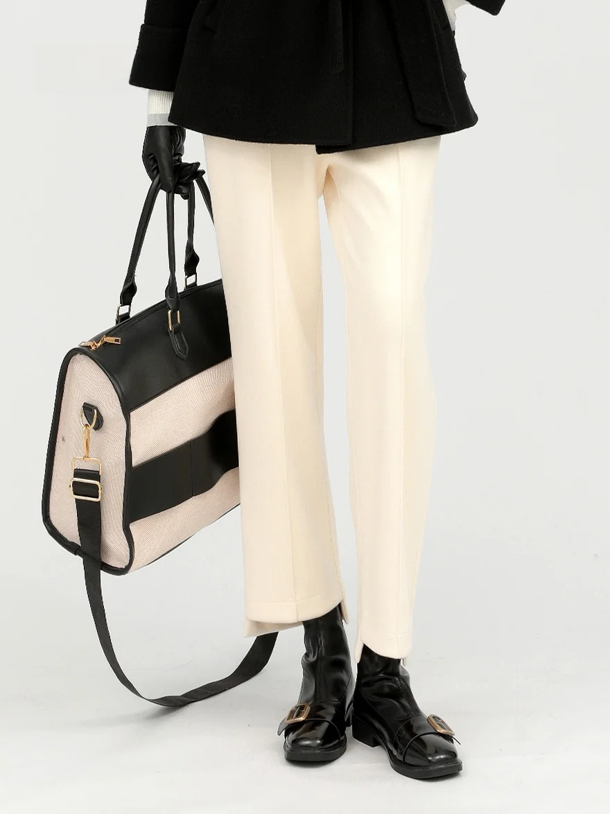 

Dailanzhi 2025 Autumn Winter New mat High Waist Straight Leg Suit Pants Women Slim Nine Points Commute Casual Pants