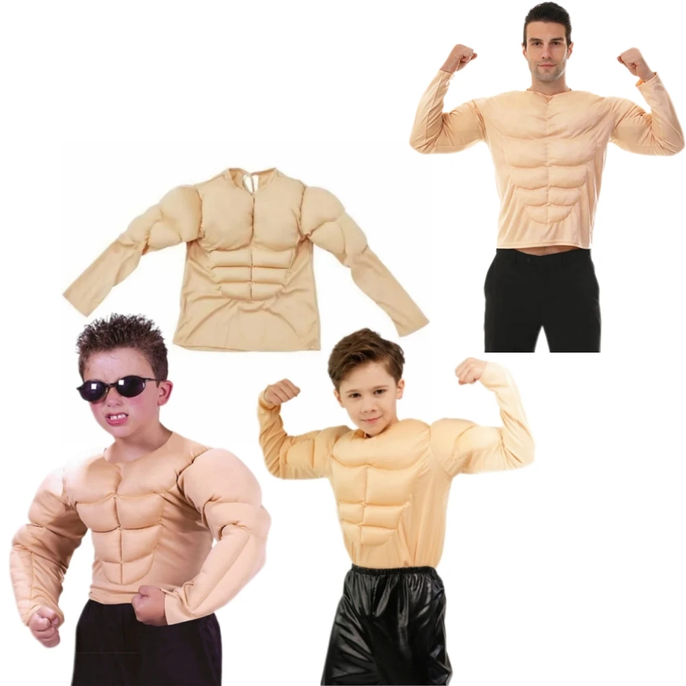 Músculos abdominales falsos, camiseta divertida con músculos para niño pequeño, ropa para niños, camiseta musculosa para hombre, músculos del pecho falsos
