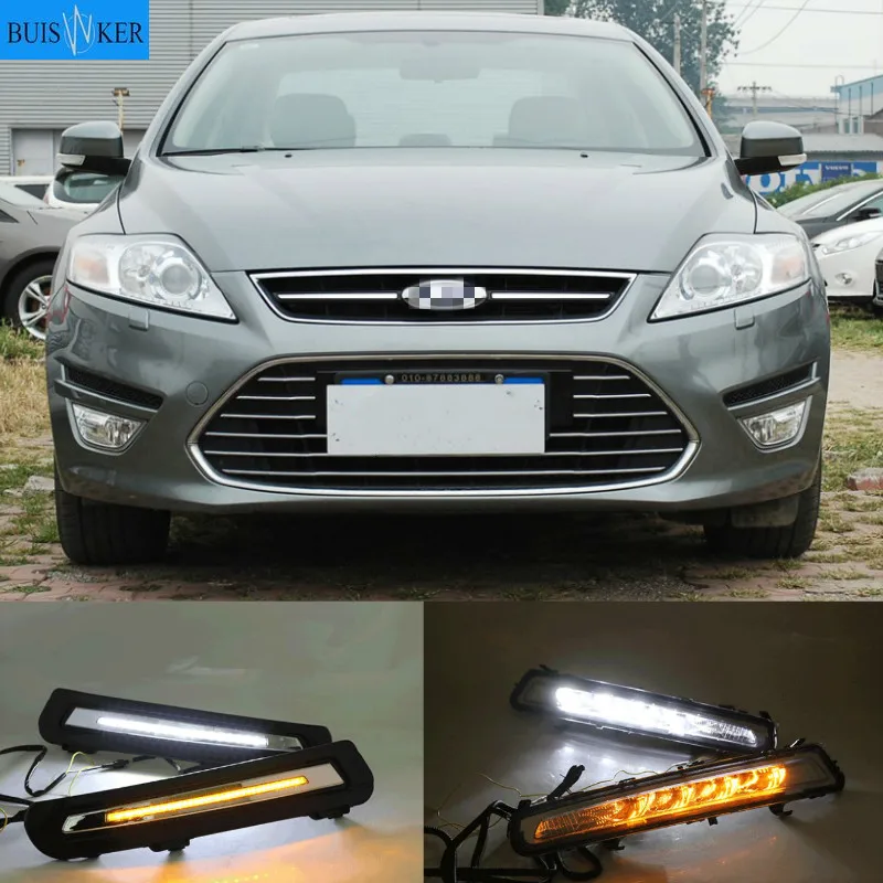 

DRL Driving Daytime Running Light fog lamp 12V Relay Daylight Yellow turn signal 2Pcs for Ford Mondeo 2011 2012 2013