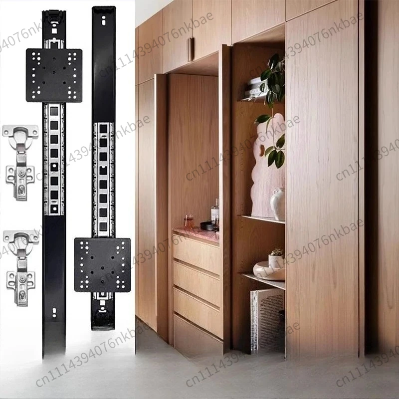 Upfold Hidden Pivot Door Hardware Silent Retractable Track Wardrobe Pocket Door Fittings