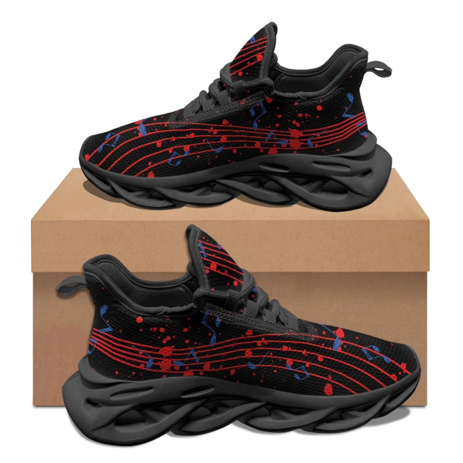PENSTROLL Red Blue Music Notes Casual Sports Shoes for Unisex Mesh & EVA Running Shoes Jogging Trainers