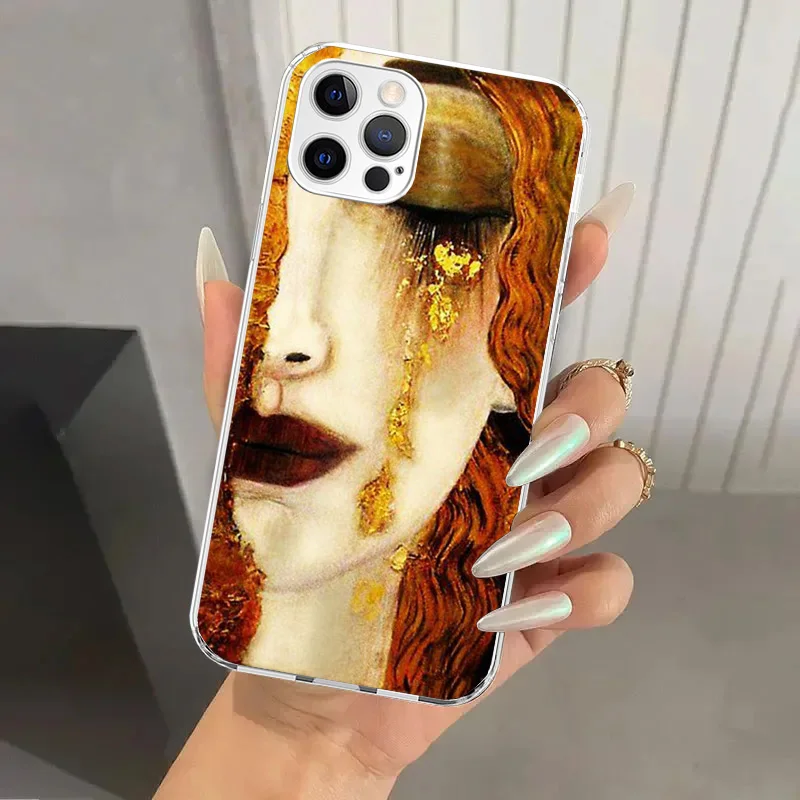 Kiss by Gustav Klimt Desig Phone Case for Iphone 16 15 14 13 12 Mini 11 Pro Max X XS XR 7 Plus 8 SE 2020 Soft Funda Print Shell