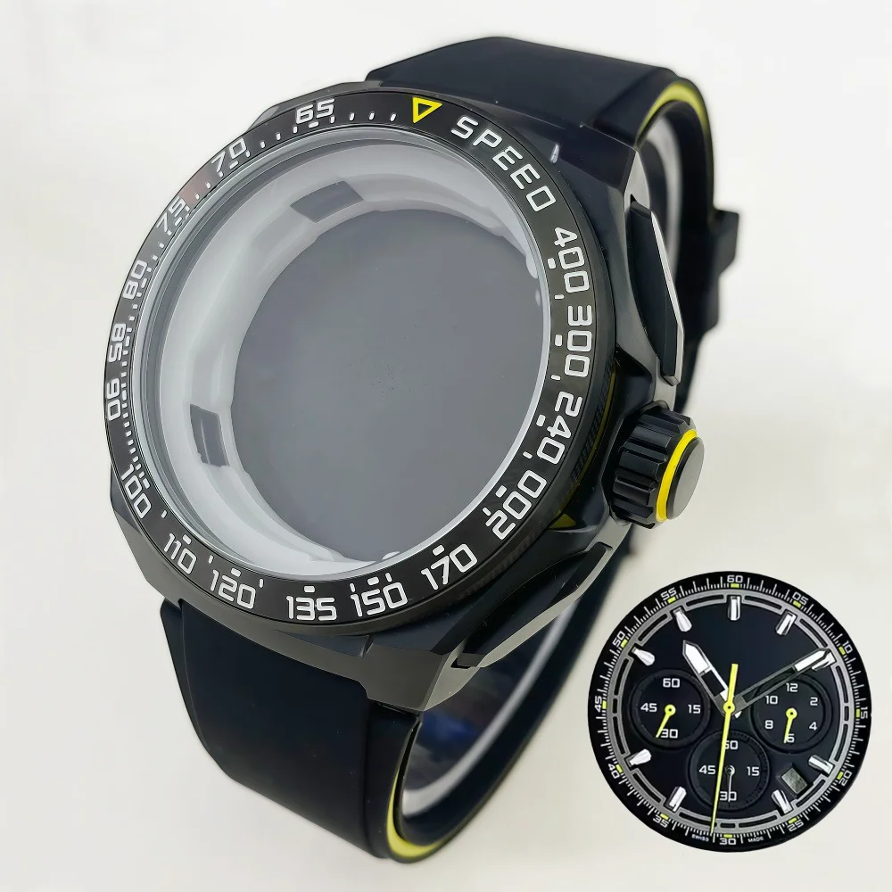 Cassa in acciaio inossidabile da 42 mm, compatibile con il movimento VK63, modello di orologio da uomo è accessori impermeabili con funzione luminosa