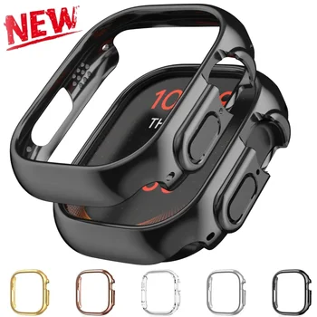 Coque de protection antichoc en or pour Apple Watch série 10 9 8 7 6 5 4 3 2 1 Ultra 49mm 45mm 41 46 42mm, sans verre d'écran