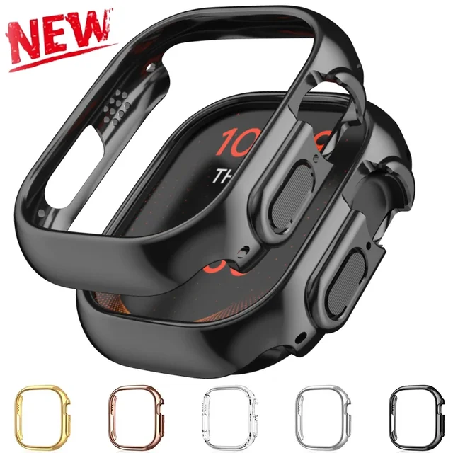 Odporny na wstrząsy złoty futerał ochronny na Apple Watch Series 11 10 9 8 7 6 5 4 3 2 1 Ultra 49 45mm 41 46 42mm, bez szkła ochronnego na ekran.