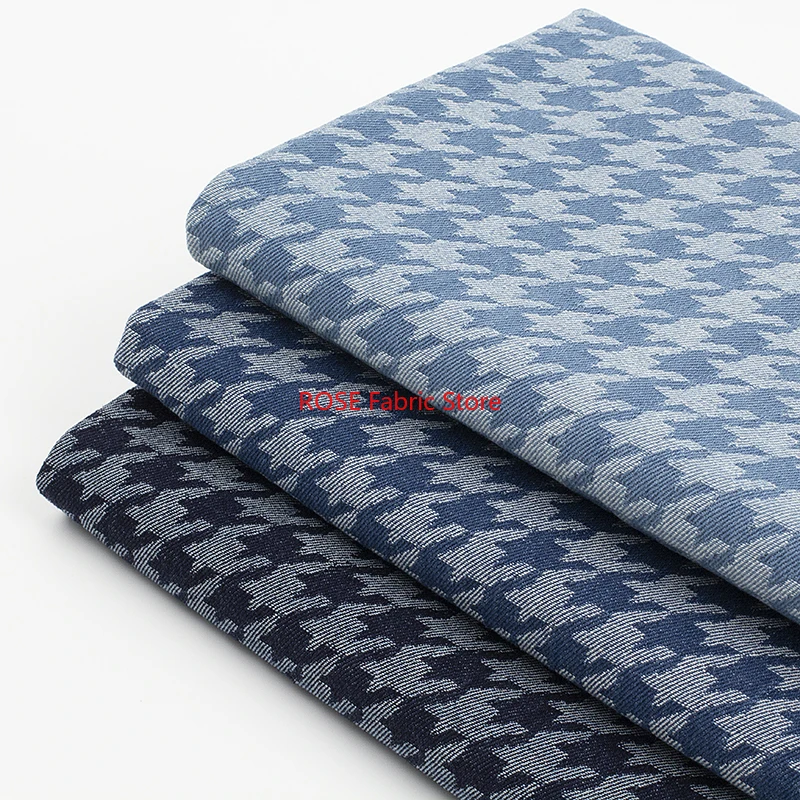 High-quality geometric jacquard denim fabric For coats, shirts, pants, bags, DIY hand sewing, designer fabrics