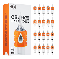 DM 20PCS Orange Cartridge Tattoo Needles RL RS RM M1 Disposable Sterilized Safety Tattoo Needle for Cartridge Machines Grips