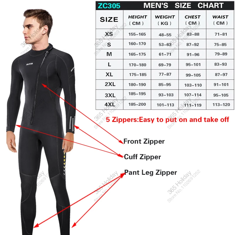 WETSUIT Men 3MM Neoprene Women Wetsuit Surf Scuba Diving Suit Warm Swimsuit Water Sport Spearfishing Kitesurf Swimwear Wet Suits