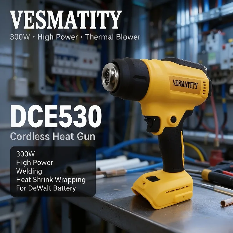 Vesmatity DCE530 300W High Power Cordless Heat Gun Thermal Blower for Welding Heat Shrink Wrapping Tool For Dewalt Battery