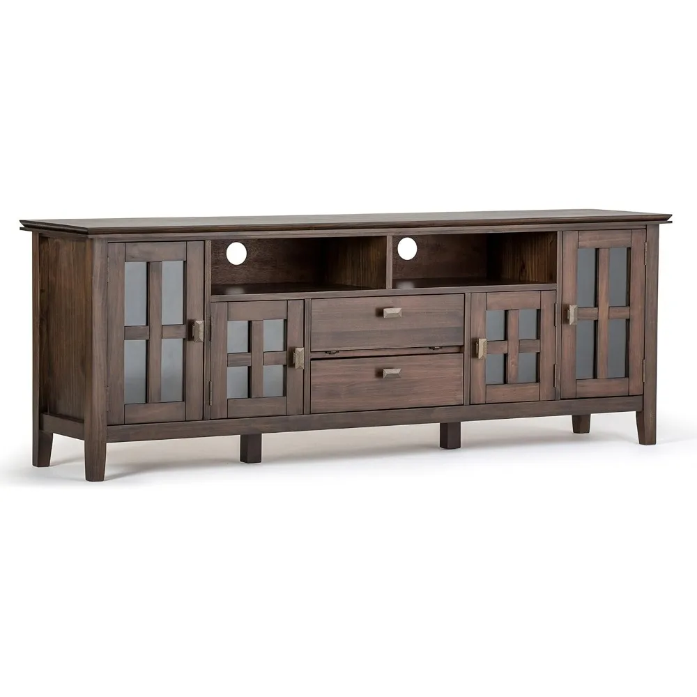 

72 Inch Wide Transitional TV Media Stand in Natural Aged Brown for TVs up to 80 Inch, For the Living Room 、 Entertainment Center