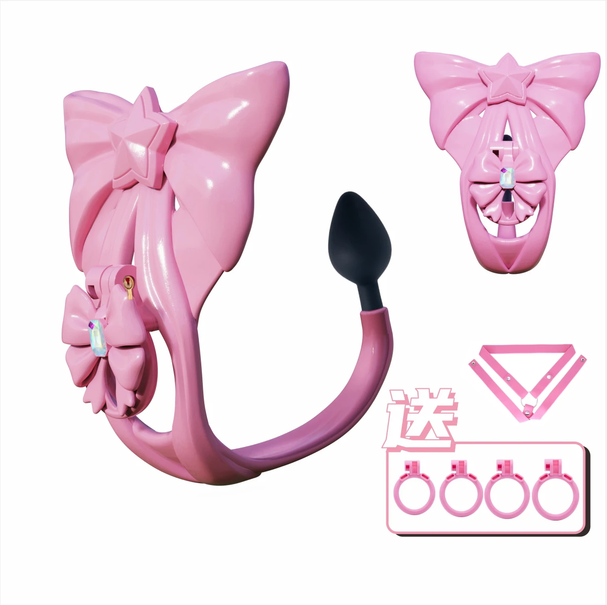 فراشة سحرية سيسي ذكر العفة قفص قفص القضيب مجرى البول المثيرة لعبة الجنس للرجال القضيب CB قفل عبودية المكونات الشرج مع 4 حلقات