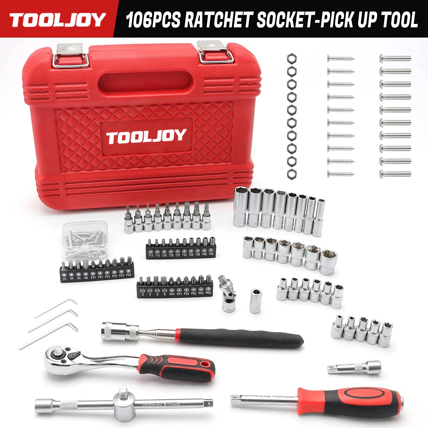 Suitable for106pcs Ratchet Torque Wrenches Hand Tools Socket Wrench Spanner Tools Box for Set Mechanic Screwdriver Tool Set