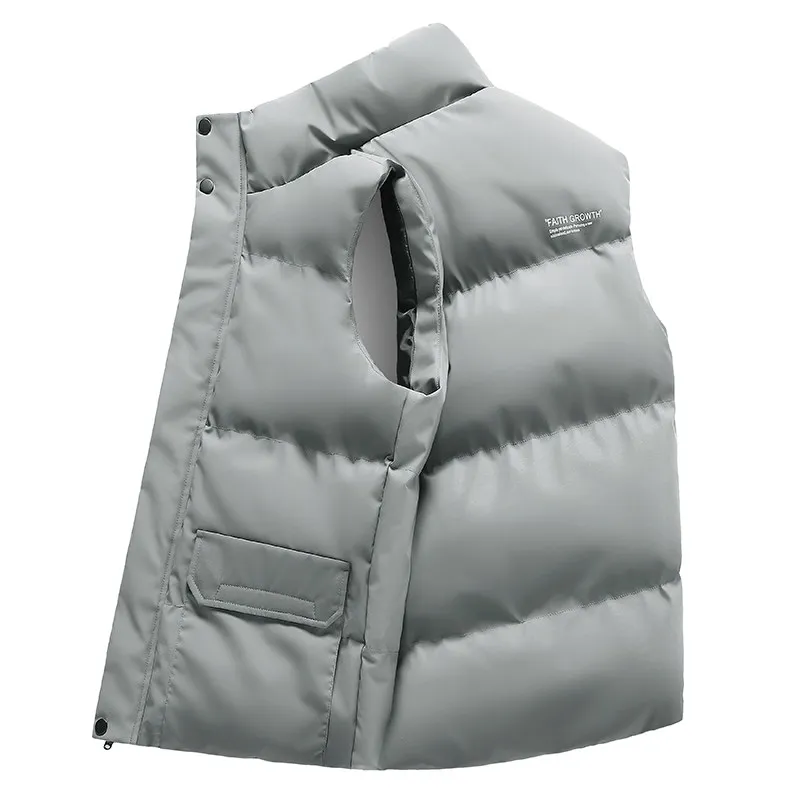 

Мужской зимний утепленный хлопковый жилет, модная верхняя одежда, теплая куртка, приталенный крой, полиэстер, застежка-молния, однотонный...