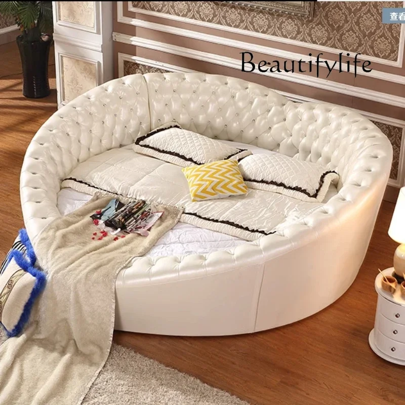 

X Smart Home Modern Frame Luxury Double Bed Headboard King Size Full Frames Round Bed Twin Queen Modern Cama Matrimonial Bedroom