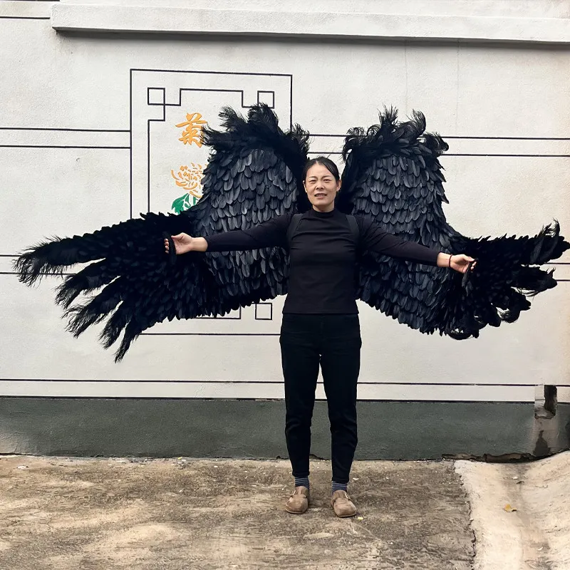 

Black Large Feather Angel Wings Costume Accessory Adjustable Straps Large Wings for Halloween Cosplay Photography Props Party