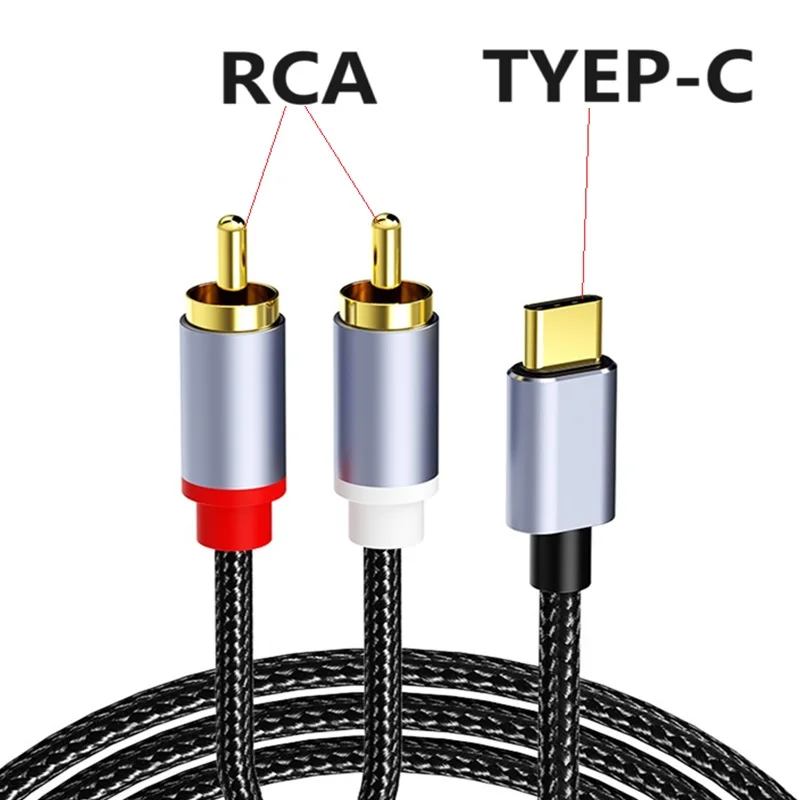 

Typec to 2 RCA Audio Cable 2 RCA Aux Cord Converter USB C Audio Line 3.5 mm to 2RCA Male Adapter Splitter for Phone Tablet