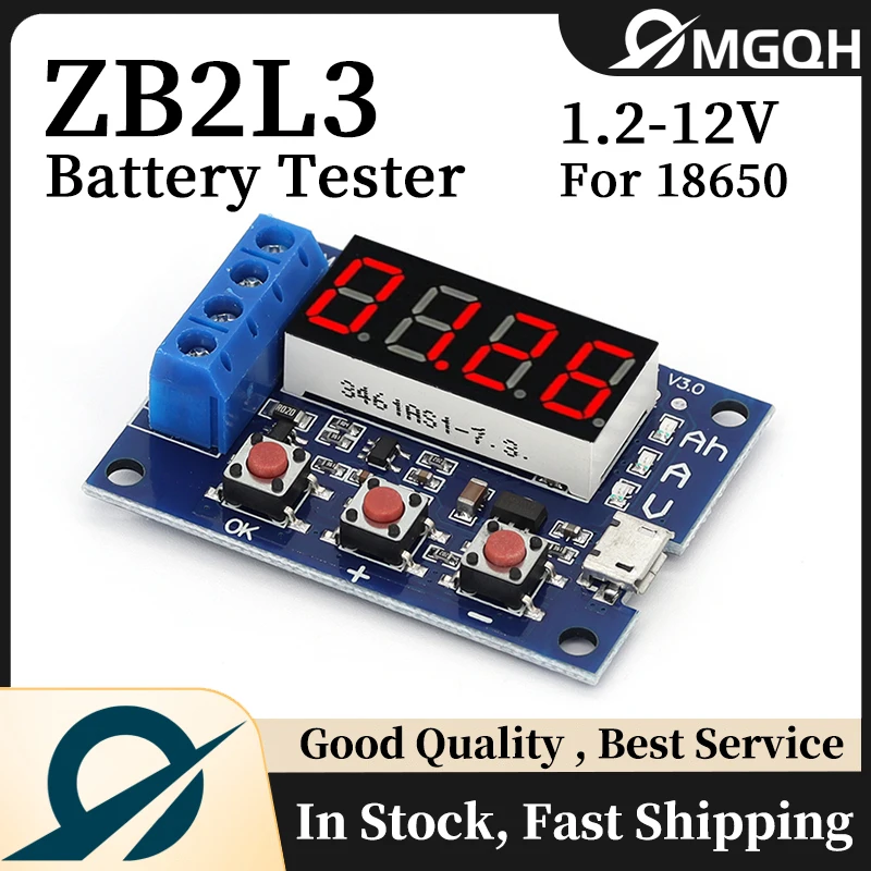 ZB2L3 Battery Tester LED Digital Display 18650 Lithium Battery Power Supply Test Resistance Lead-acid Capacity Discharge Meter