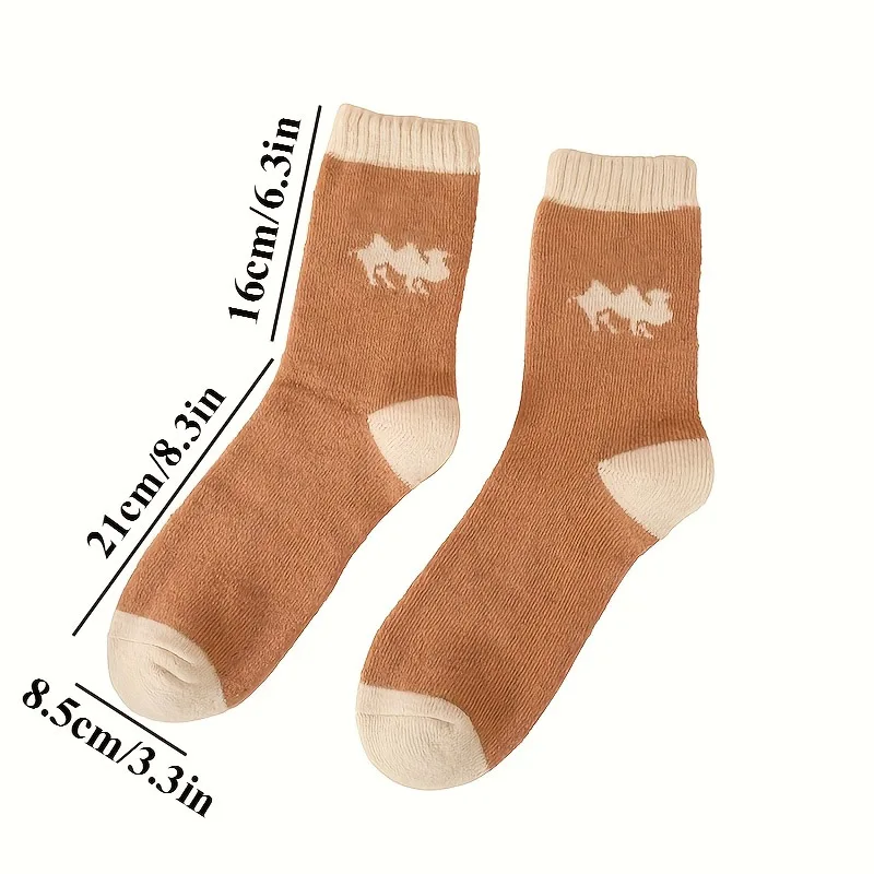 5 Pairs Thermal Winter Socks Thickened Plush Sweat-Wicking Mid-Calf Socks Soft Elastic Cold-proof Outdoor Sport Hiking Socks - view 6