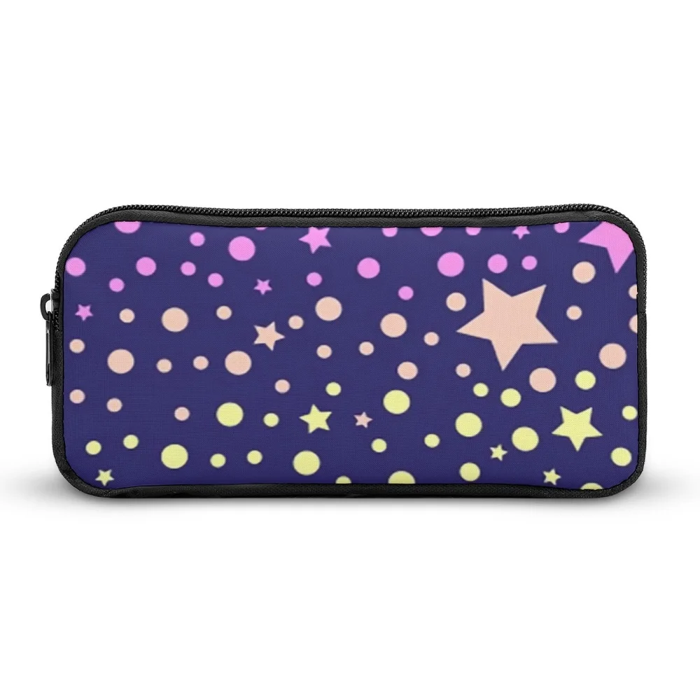 

1PCS Purple Background Star Pattern Black Pencil Case, Large Capacity, Sturdy & Durable, Suit for Pen Case, Easy To Carry