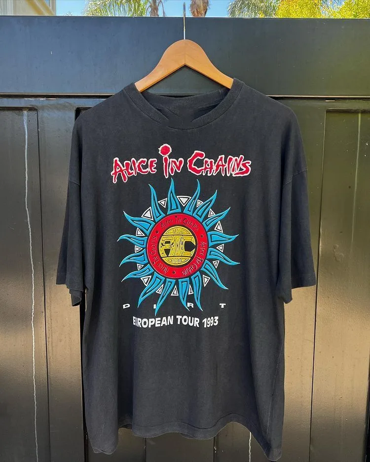 

Alice In Chains Tour 1993 Black Short Sleeve Cotton Tshirt All Size S-4XL