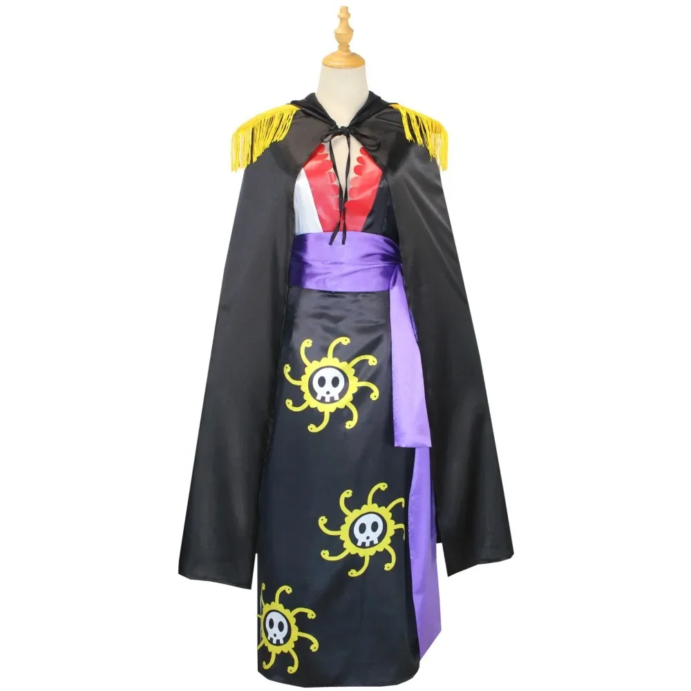 Anime Boa Hancock Cosplay With Cloak Boa Dress Costume Sailor Suit Boa Hancock Cosplay Costume Custom size Black Dress Earrings
