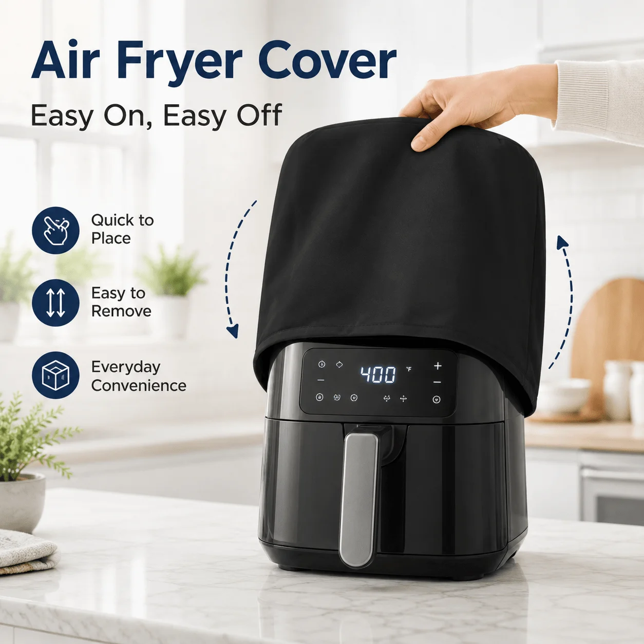 Air Fryer Dust‑Proof Cover, Bottom Drawstring Design,  Available Black Gray, Household Protective Dust Cover for Air Fryer