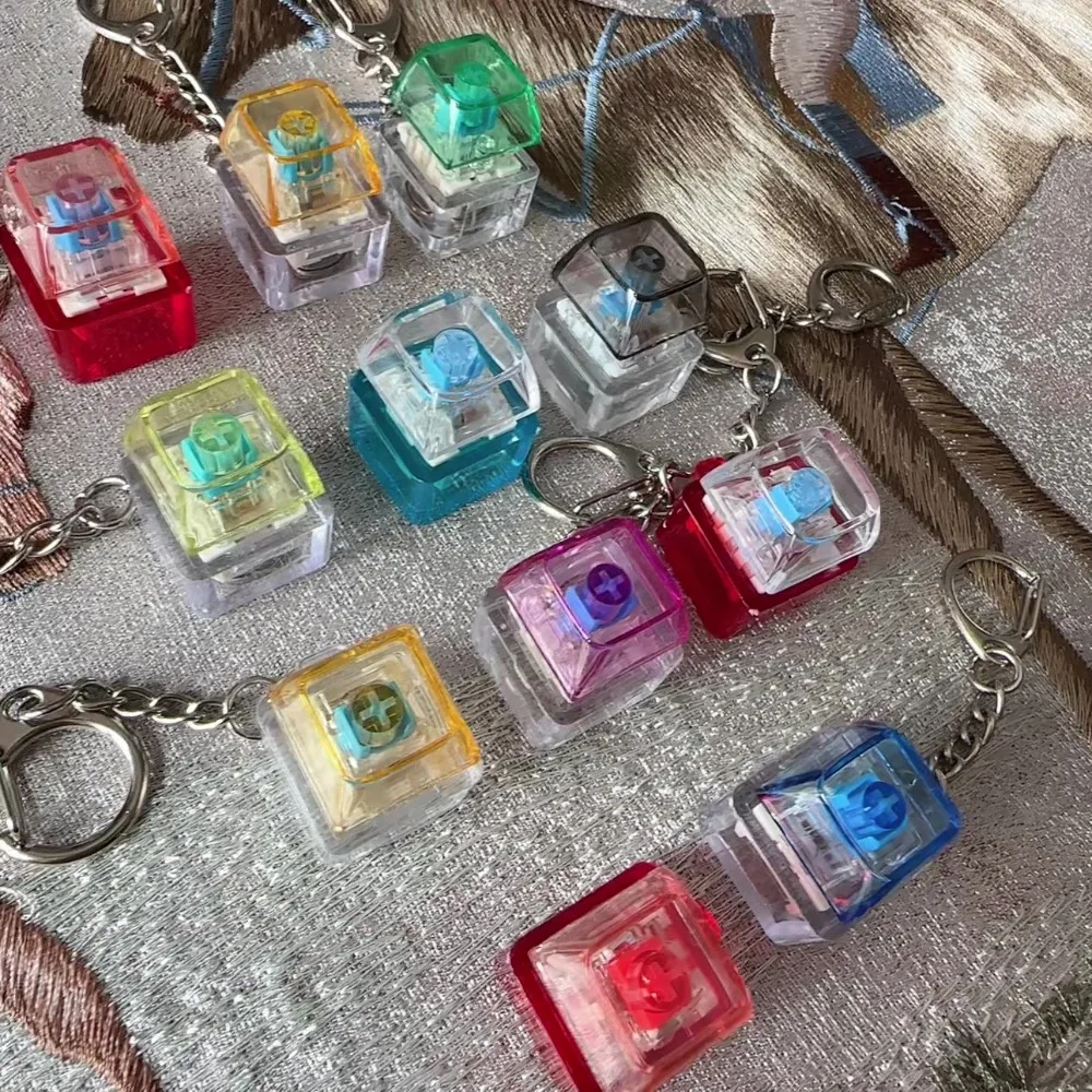 Relaxing DIY Keyboard Fidget Keychain With Light Keycap Finger Keyboard Caps Keys Button Relief Stress Pinch