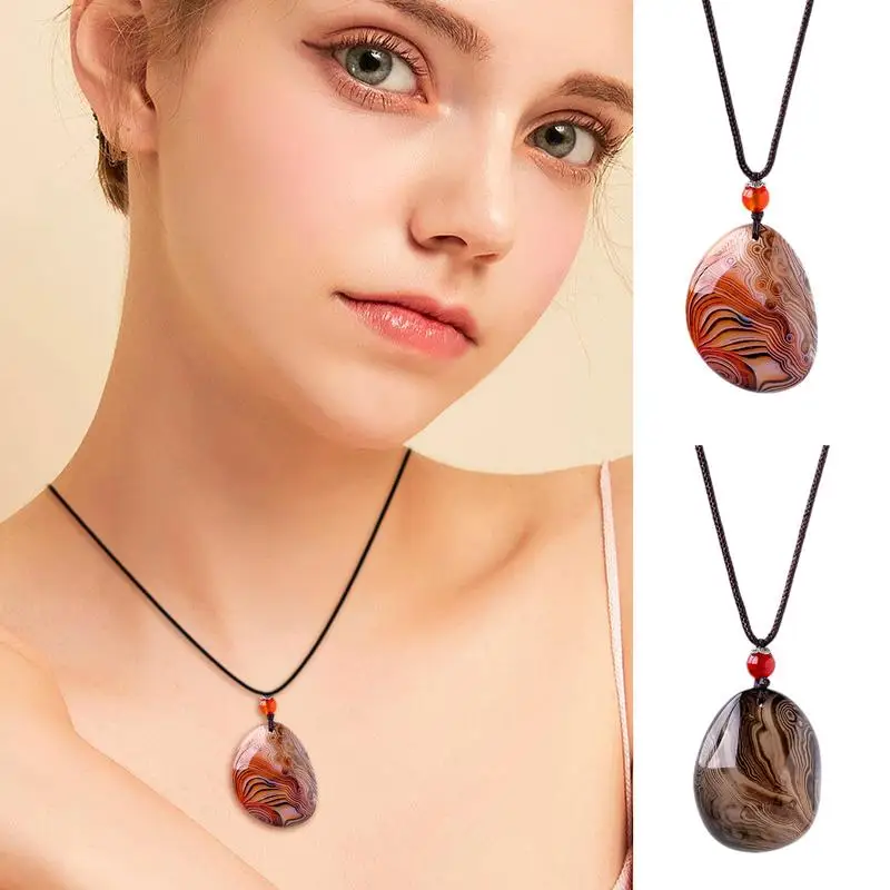 Natural Agate Necklace Natural Crystal Raw Stone Sardonyx Pendant Portable Authentic Women Agate Jewelry for Brides Ladies