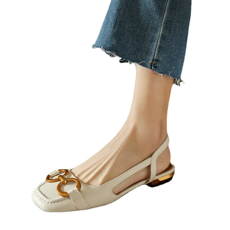 

Women's Sandals Elegant Office Ladies Shoes and Sandals Women Casual Shoes Square Heel Sandals Slip on Woman Flats