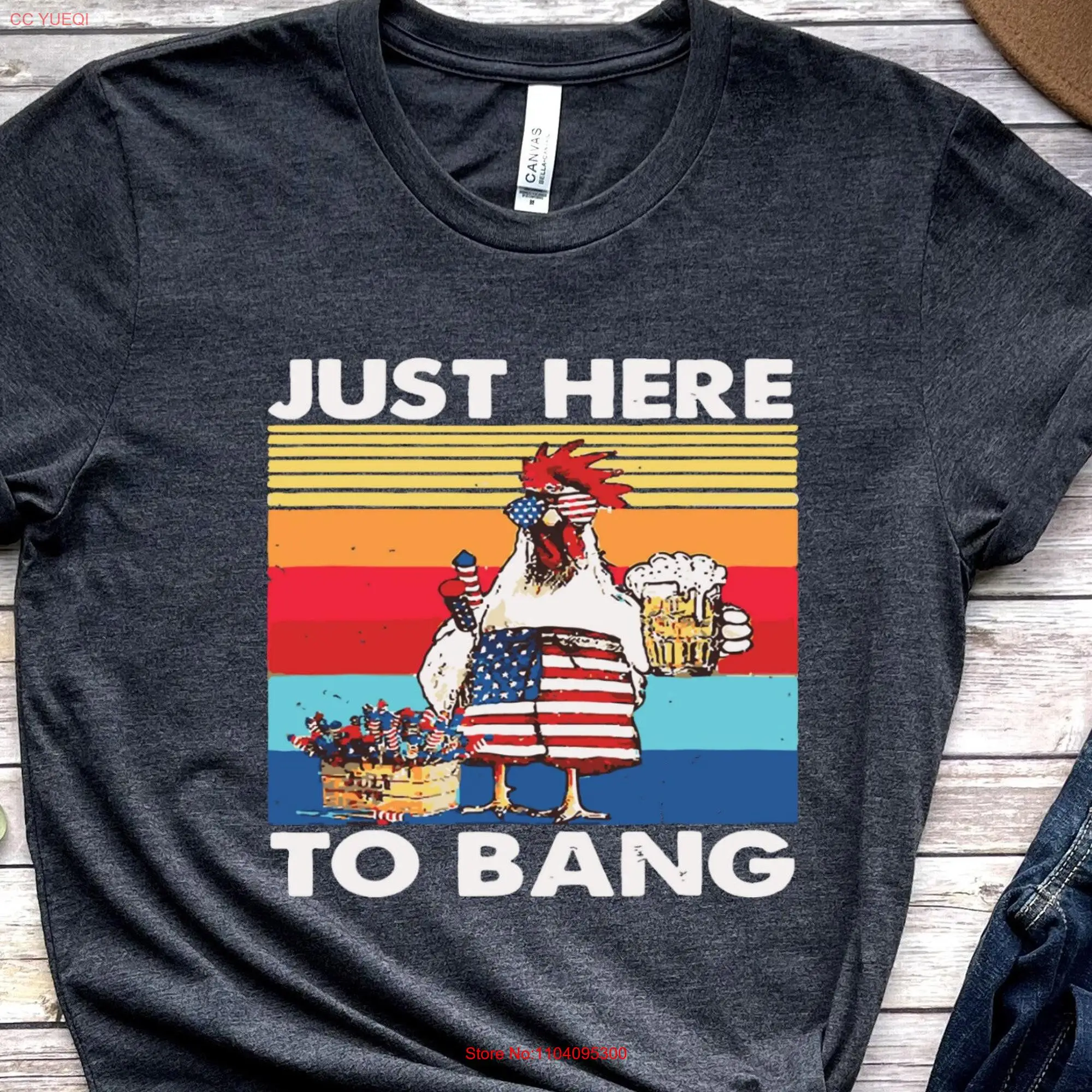 American Patriotic Party T Shirt Just Here To Bang 4th of July Firecracker Freedom USA Patriot Day  long or short sleeves