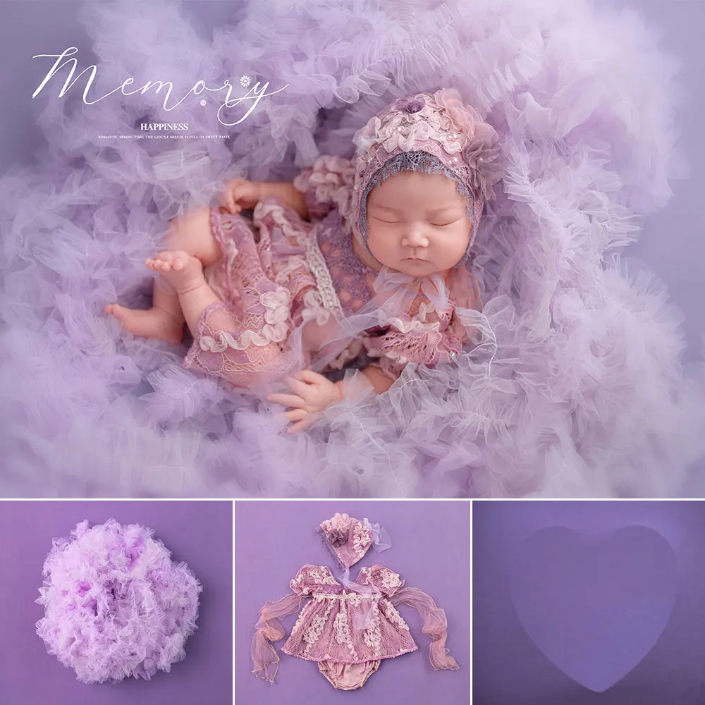 

0-1 Month Newborn Photography Props for Baby Girls Fantastic Theme Costume Set with Matching Hat and Mesh Blanket for Shooting