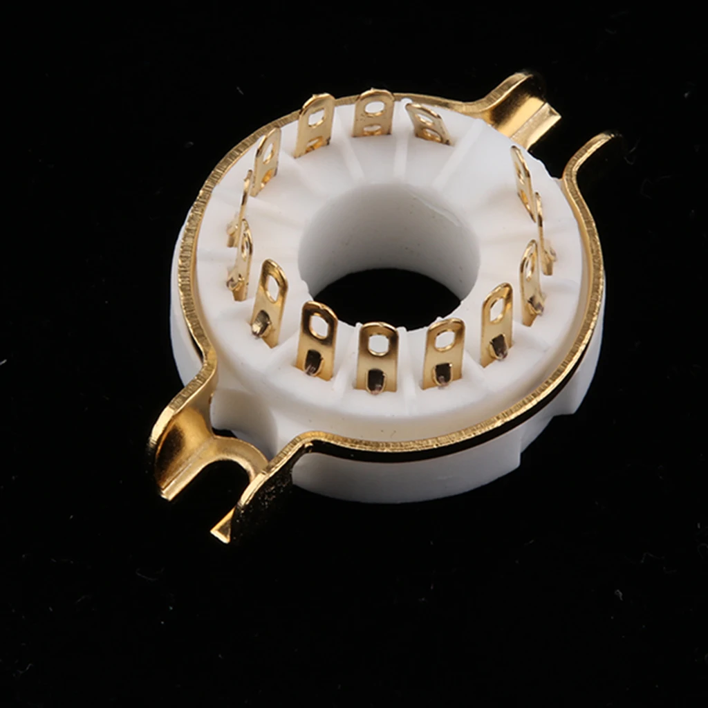 14 Pin Ceramic Multi Mount Vacuum Tube Socket, PCB Mounting Base Gold Plated