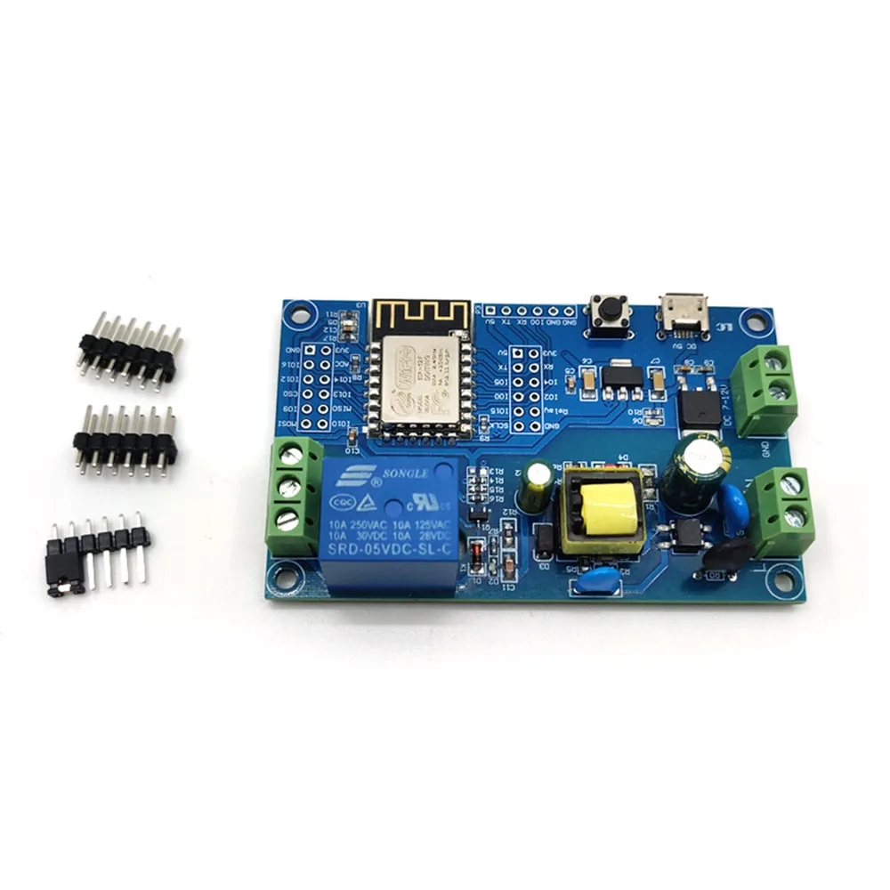 

ESP8266 WIFI Wireless Relay Module ESP-12F AC90-250V/DC7-12V/USB5V Power Supply Development Board Remote Control Smart Home