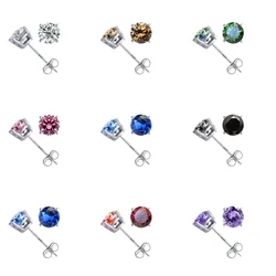 Classic CZ Crystal Stud Earrings 925 Sterling Silver for Women Men Unisex Gift AAA Cubic Zircon Wedding Party Jewelry