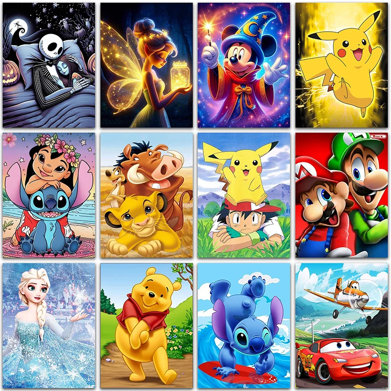 Diamond Painting Disney lilo and stitch Super Mario Pikachu Home decor Full Square&Round Diamond mosaic embroidery Cross stitch