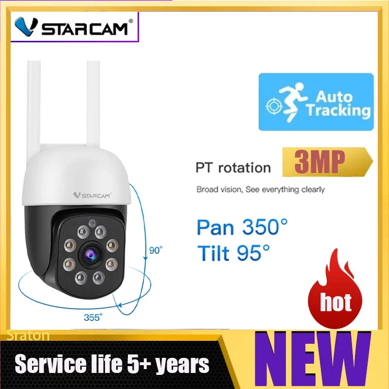 

Vstarcam новые уличные светодиодные фонари 3MP HD Wi-Fi IP-камера системы безопасности водонепроницаемые пылезащитные полноцветные ночного видения умный дом
