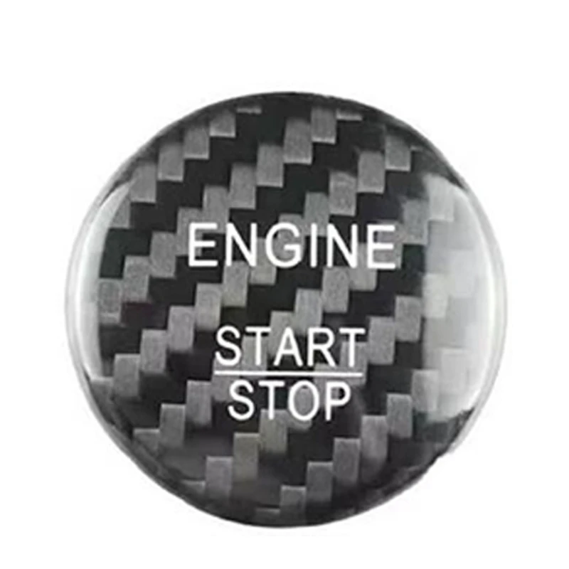 Car Interior Push Start Button Cover Sticker with Carbon Fiber Look Layer