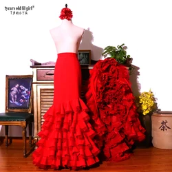 Girls Spanish Dress Flamenco Dance Bata Skirt Women Costumes Foxtrot WeaCWQ25