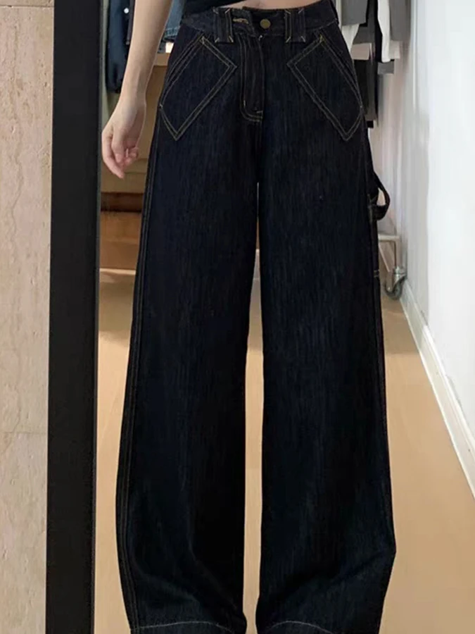 

Американские винтажные джинсы Bla, женские весенне-осенние новые свободные брюки большого размера с высокой талией, прямые широкие брюки