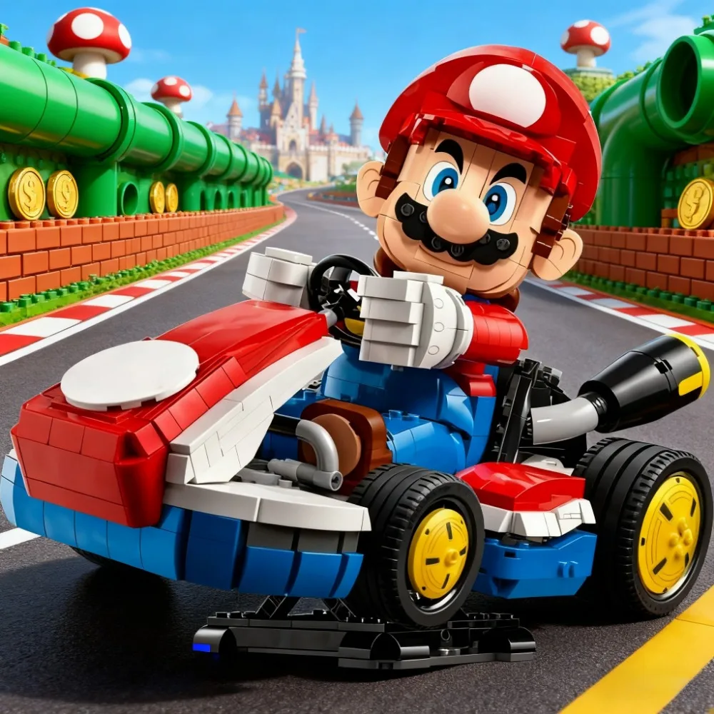 Blocs de construction modèle Kart 72037, voiture de course classique, jouet pour enfants, cadeau de noël, d'anniversaire, cadeaux, nouvelle collection