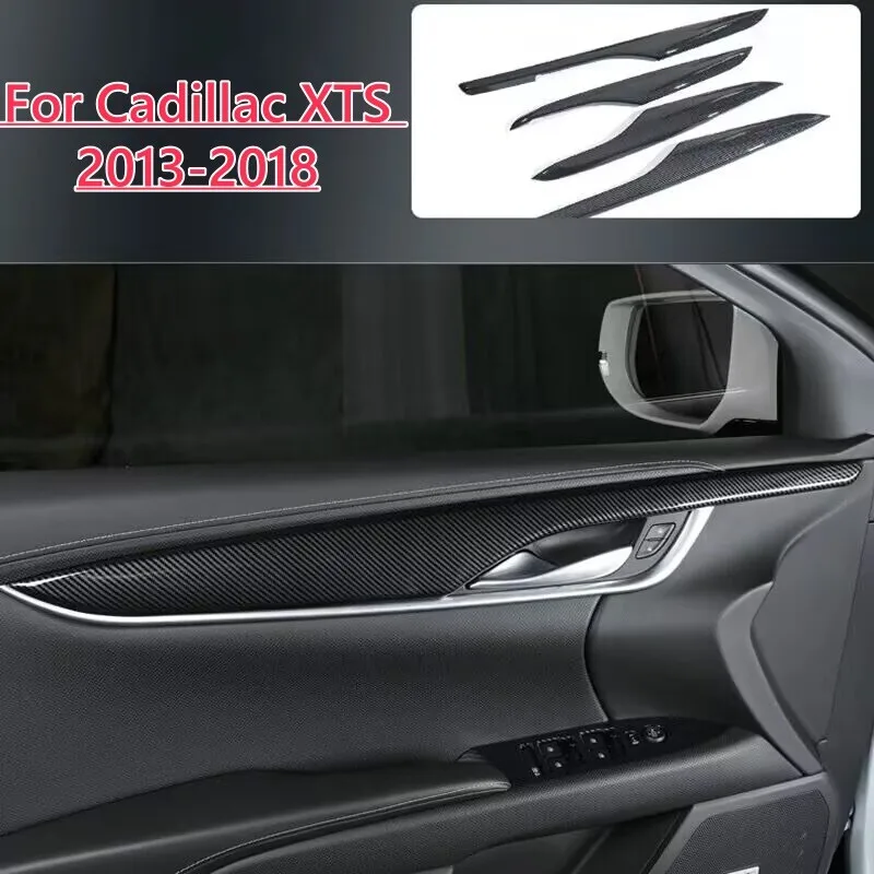 

4X Carbon Fiber Pattern Inner Door Panel Cover Trim For Cadillac XTS 2013-2018