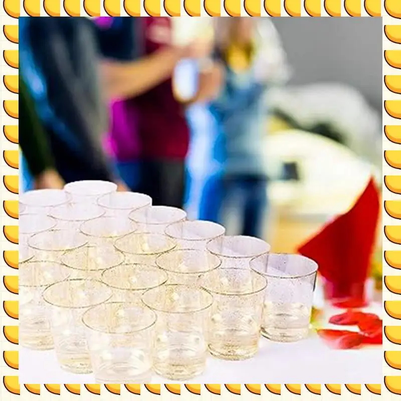 

BAAU Disposable Gold Powder Plastic Cup Flat Bottom Cup Ice Cream Cup Wedding Cup Party Cup