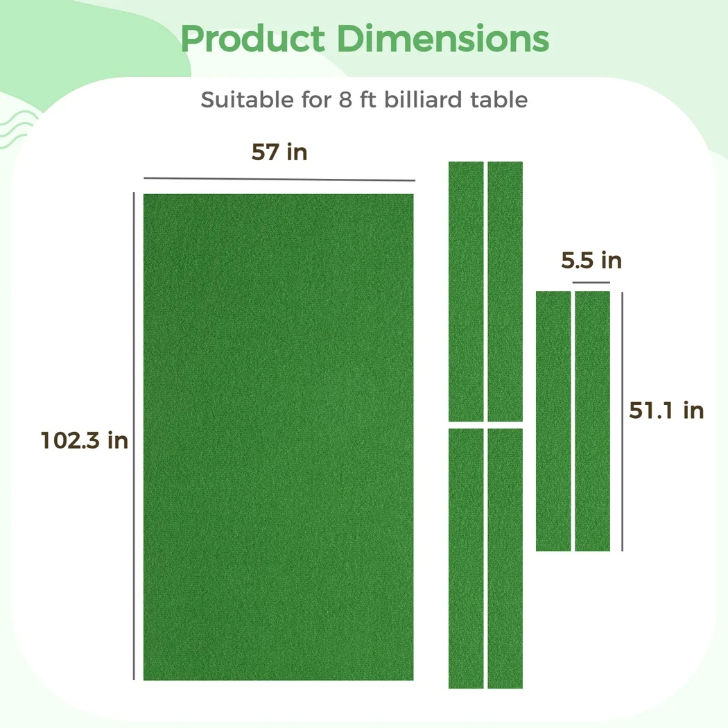 Billiard Tablecloth Billiard Pool Felt Cloth With 6 Cloth Strips For 8 Foot Indoor Billiard Pool Table Felt Durable Table Cloth