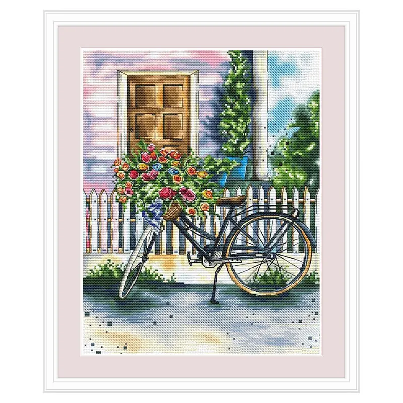 Fishxx Cross Stitch Kit Precision Print C1660 Fence Front Bike