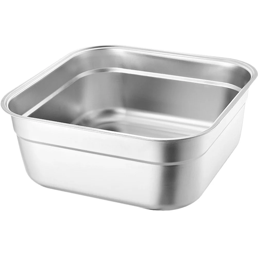 

Multifunctional Stainless Steel Large Capacity Square Basin Vegetable Washing Bowl Kitchen Thick Metal Mixing Basin