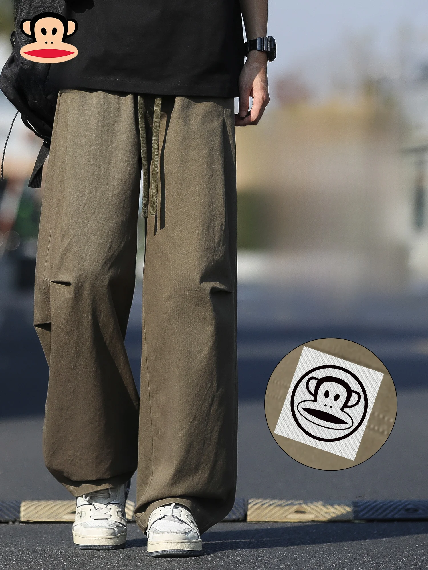 

Повседневные брюки PaulFrank American Sle свободного кроя из чистого хлопка, мужские весенние брюки с широкими штанинами, удобная рабочая одежда прямого кроя